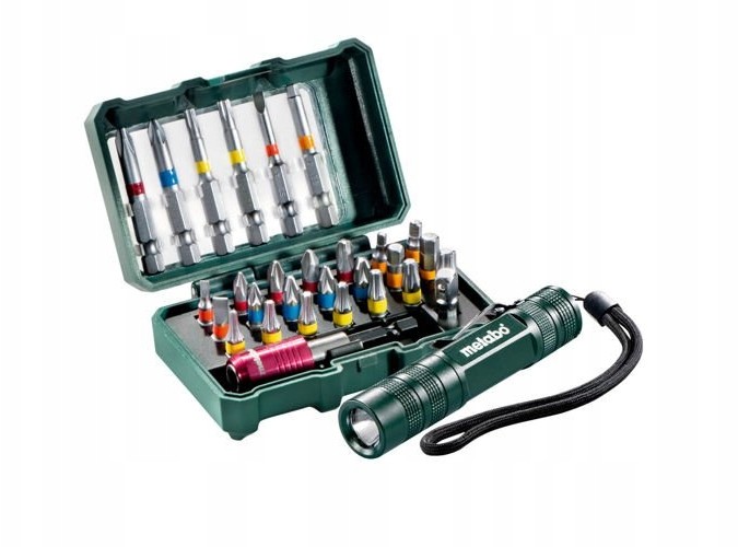 Metabo Zestaw bitów 29 elemetów + latarka Led