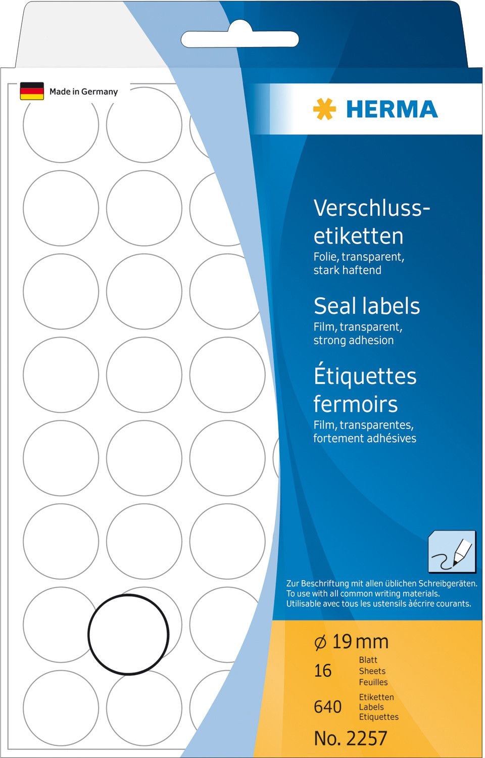 Herma Verschlussetik. transp. 19 mm extrem haftend 640 St. - 2257