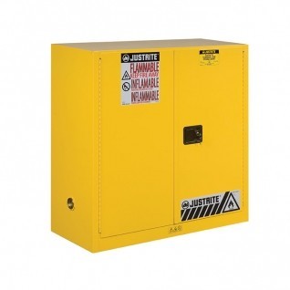 Justrite Safety Group Szafa Zabezpieczająca ( 114 L) - 2-Drzwiowa Classic Żółty 100 L. -  200 L. 0 - 1 Szt. Manualne 112Cm X 109Cm X 46Cm