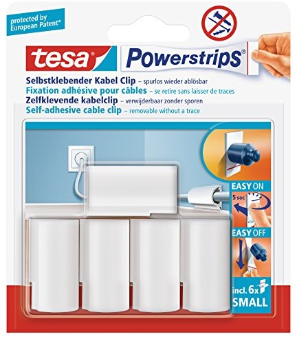 tesa TESA Powerstrips uchwyty do kabli, samoprzylepne, nie pozostawiają śladów, kolor: biały, biały 58035-00016-01
