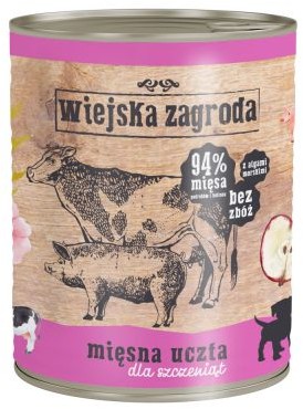 WIEJSKA ZAGRODA DLA SZCZENIĄT MIĘSNA UCZTA 800G