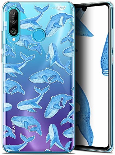 Caseink Etui ochronne do Huawei P30 Lite, 6,2 cala, ultracienkie, motyw: wieloryb CRYSPRNTP30LITEWHALES