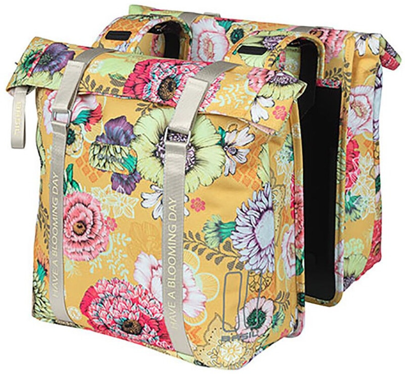 Basil Bloom Field Double Pannier Bag 28-35l, żółty/kolorowy 2022 Sakwy