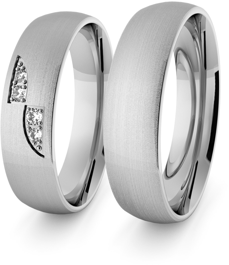Eminence Obrączki ślubne klasyczne z białego złota niklowego 5 mm z brylantami - 60 Au-classic-5-60