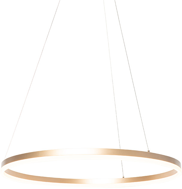 QAZQA Designerska lampa wisząca złota 80cm LED 3-stopniowe ściemnianie - Anello