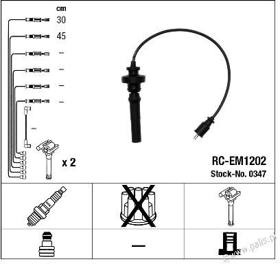 NGK Przewody zapłonowe 0347 RC-EM1202 0347