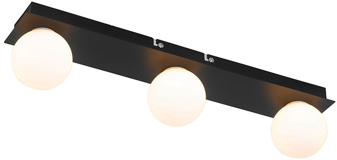 QAZQA Nowoczesna lampa ścienna czarna 48 cm IP44 3-punktowa - Cederic