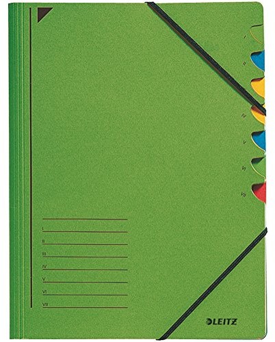 Leitz 39070055 teczka, 7 przegródek, karton kolorowy, zielony 3907-00-55