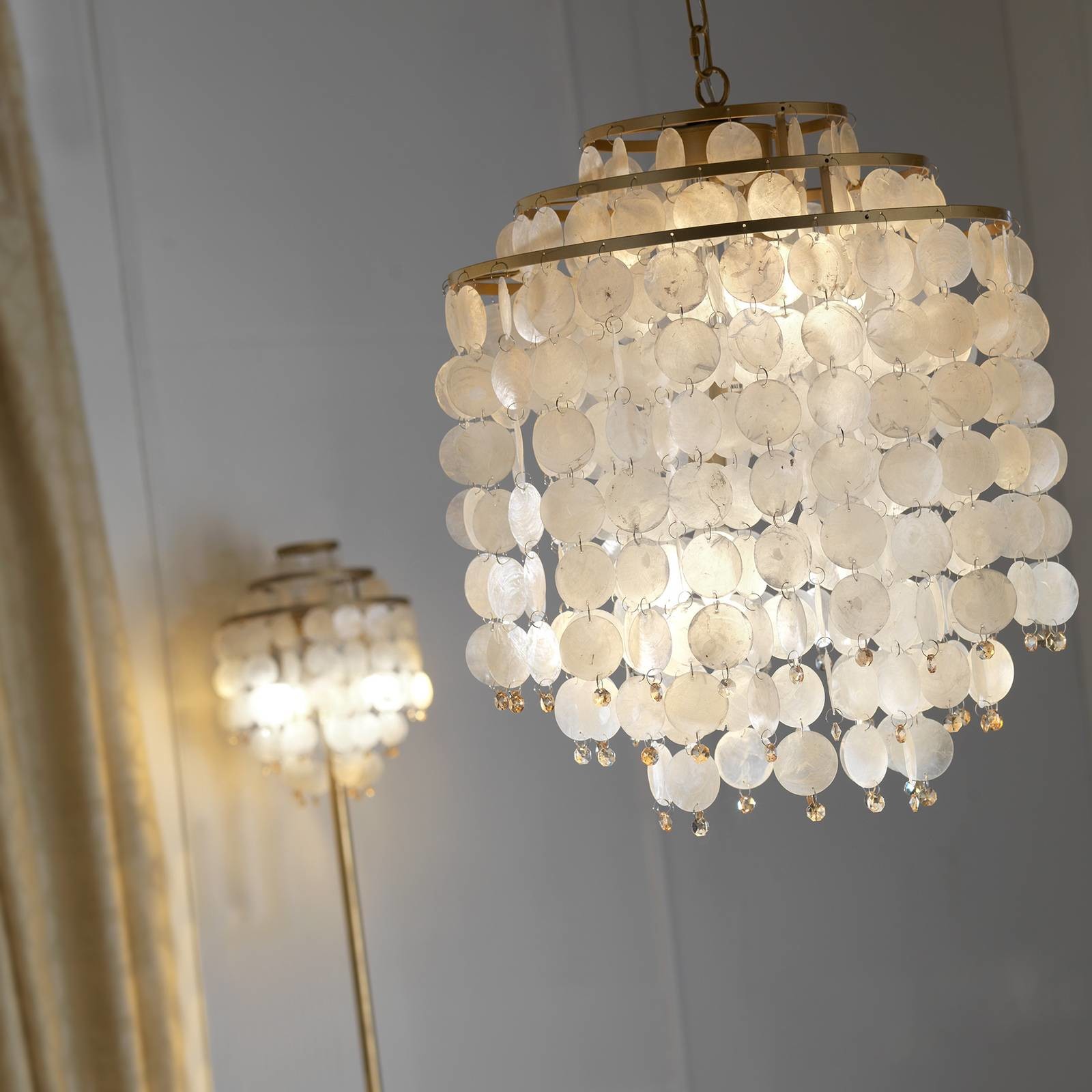 EULUNA Lampa wisząca Ruben z kloszem z masy perłowej
