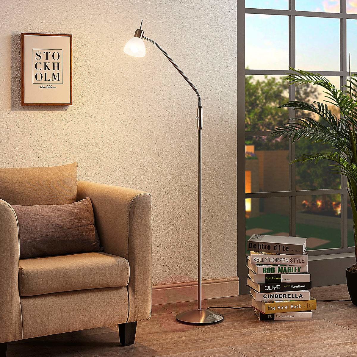 Lampenwelt com Lampka do czytania LED Gwendolin w kolorze niklu