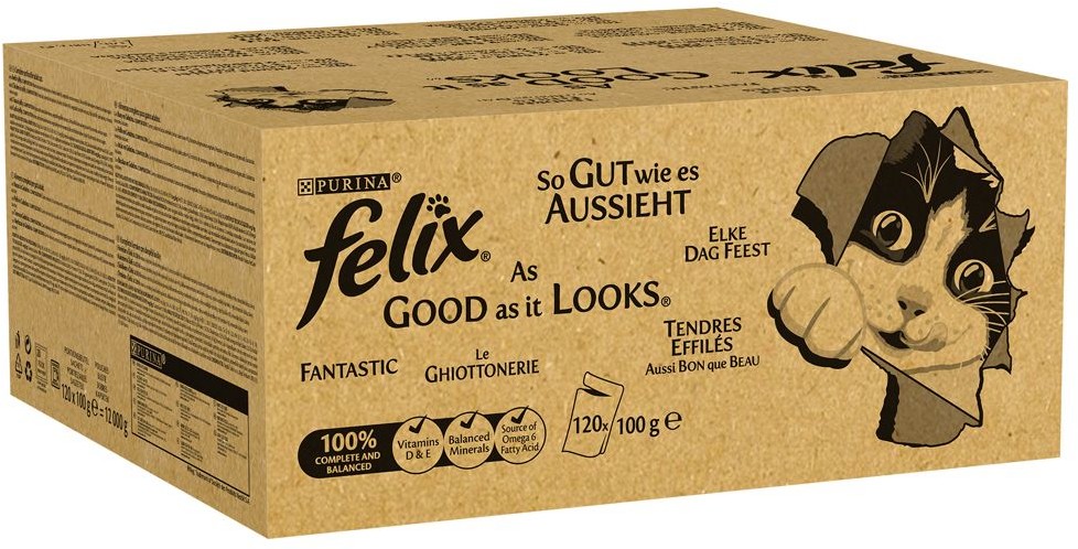 Purina Felix Pakiet So gut wie es aussieht) 120 x 100 g Tuńczyk łosoś dorsz czarniak