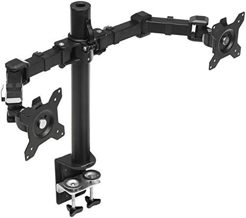 AmazonBasics Dual Monitor Stand  Height Adjustable Arm Mount, Steel DLB112