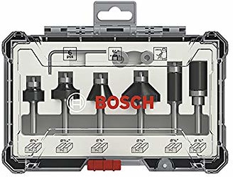 Bosch Professional 6-częściowy zestaw frezów krawędziowych i krawędziowych (do drewna, do frezarek górnowrzecionowych z trzonkiem 1/4 cala)