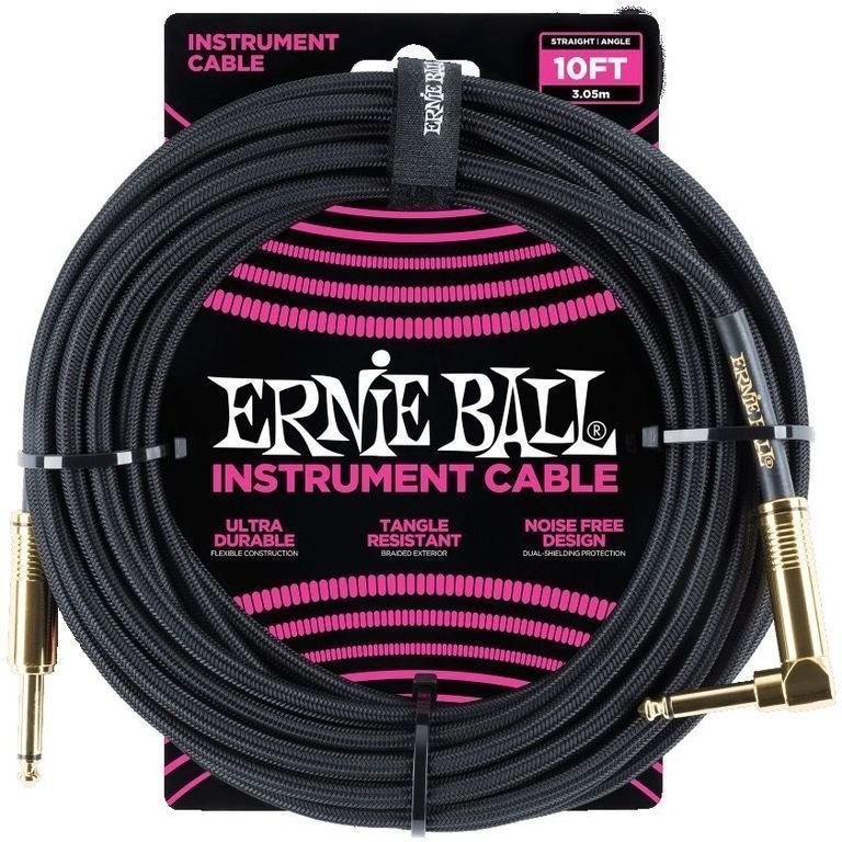 Ernie Ball Ernie Ball 10' Braided Straight Angle Black