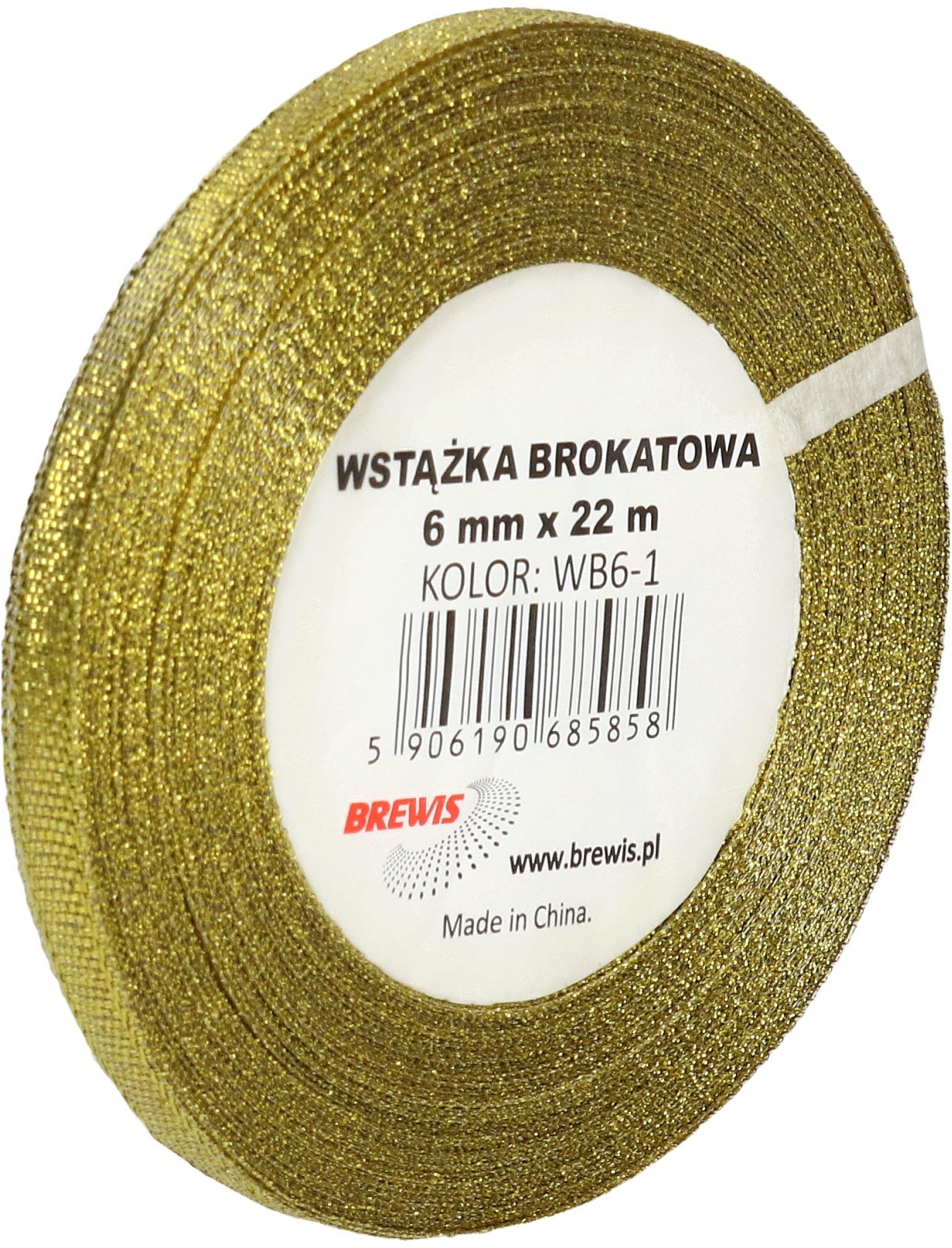BREWIS Wstążka dekoracyjna brokatowa 6mm złota Brewis WB6-1