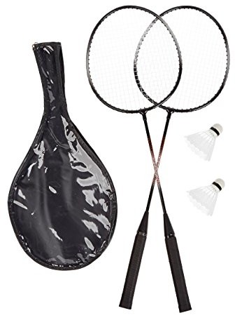 Relaxdays badminton zestaw z zamkiem wytrzymała torba, 2 piłek, rakieta do badmintona dla dzieci lub dorosłych, wys. x szer. 66 x 20,7 cm, szara 10024103