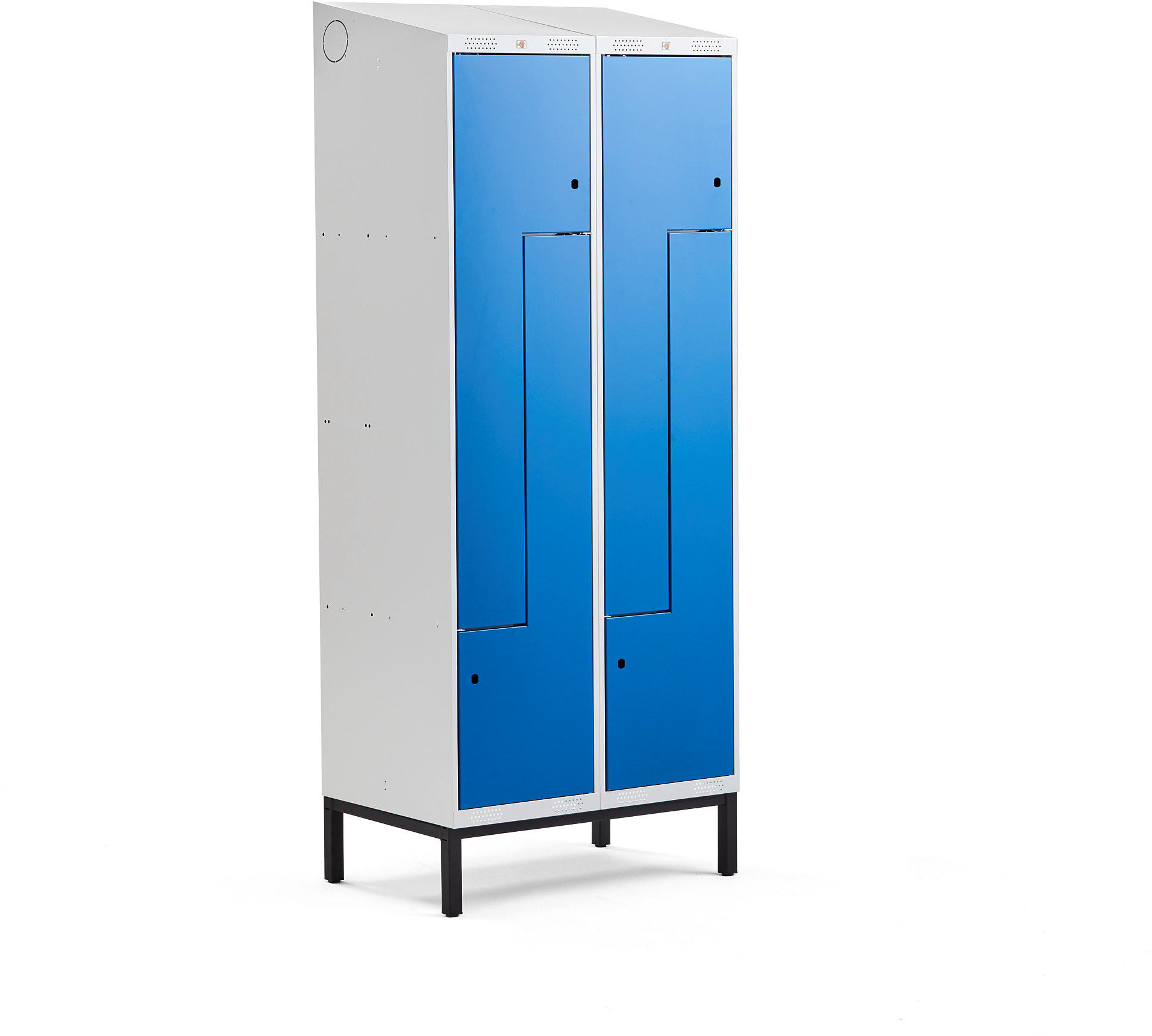 AJ Produkty Szafka ubraniowa typu Z, CLASSIC, na nóżkach, 2 moduły, 4 drzwi, 2100x800x550 mm, niebieski