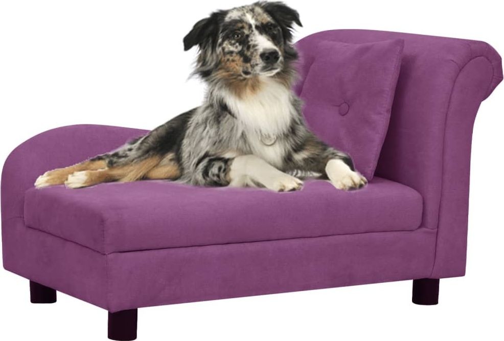 Vidaxl Sofa dla psa z poduszką burgundowa 83x44x44 cm pluszowa 171105