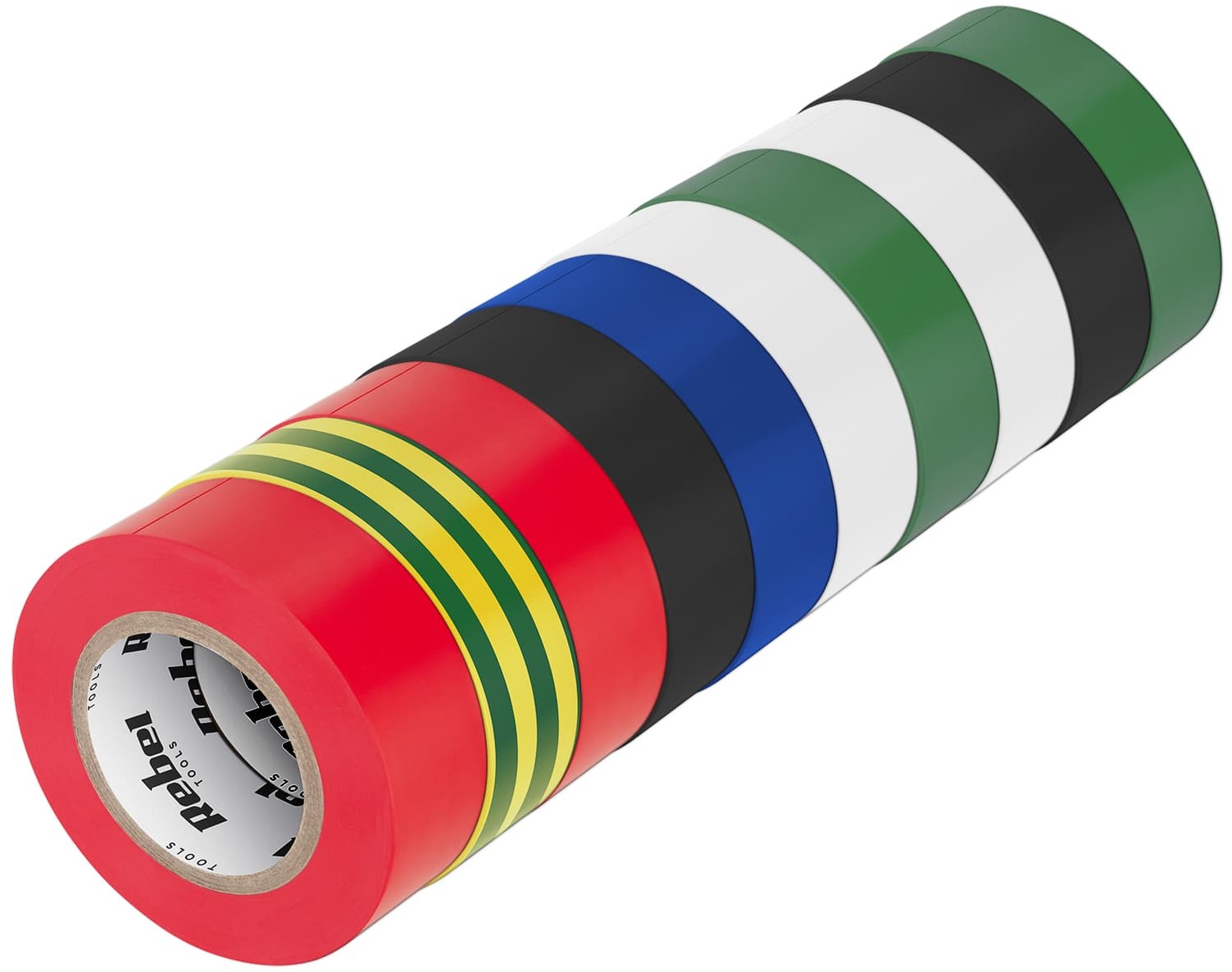 Rebel Komplet taśm izolacyjnych klejących REBEL 10 szt 0,13 mm x 19 mm x 20 yd) mix kolorów