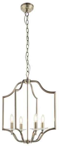 Endon LAMPA wisząca LAINEY 81916 Endon świecznikowa OPRAWA metalowy ZWIS na łańcuchu mosiądz przezroczysty 81916
