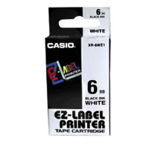 Casio oryginalny taśma do drukarek etykiet, , XR-6WE1, czarny druk/biały po