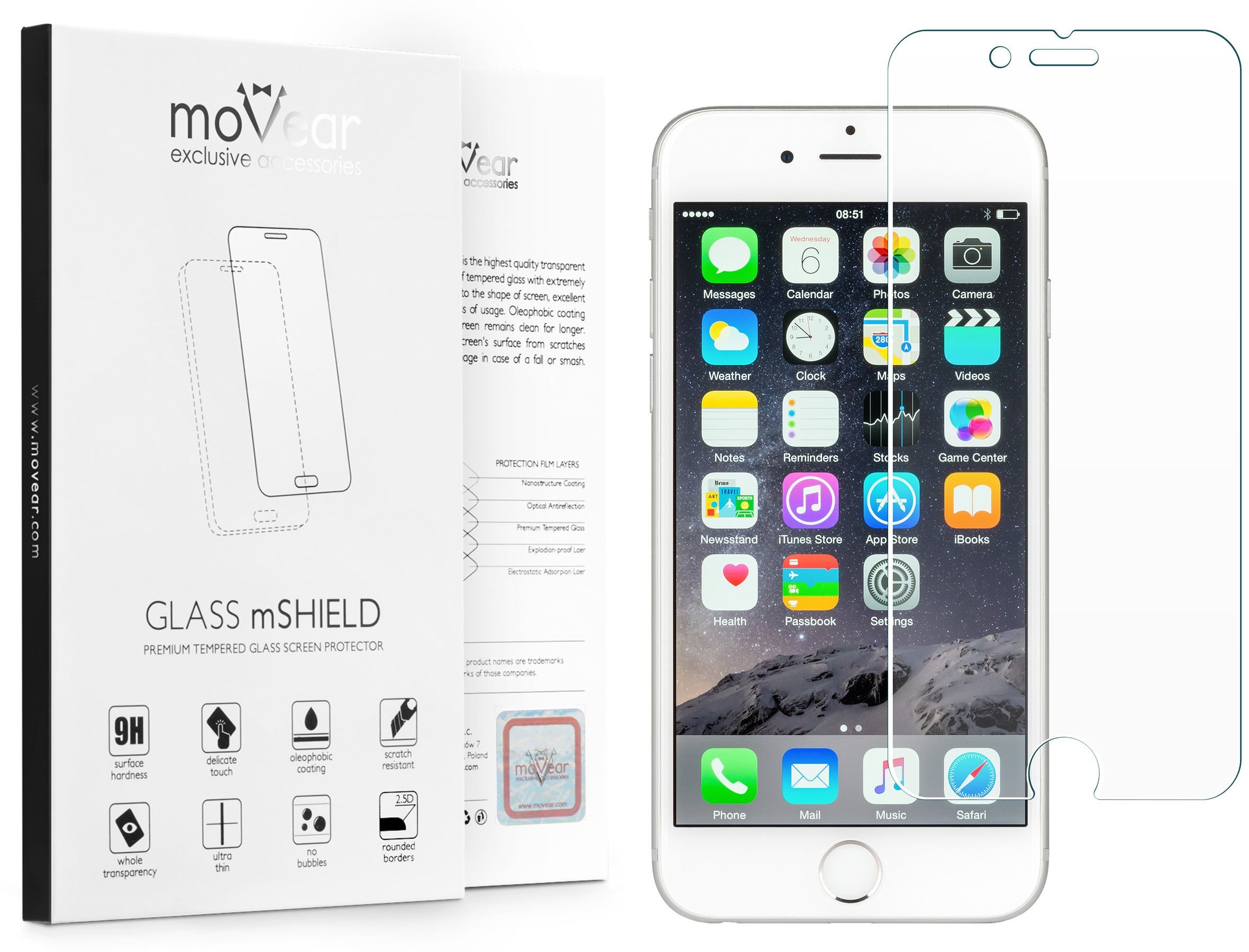 movear Szkło Hartowane 2.5D iPhone 6 Plus / 6s Plus Matowe 9H GLASS mSHIELD AIP6PGPM14M00