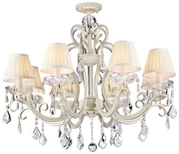 Maytoni Żyrandol LAMPA wisząca TRIUMPH ARM288-08-G Maytoni pałacowa OPRAWA plisowany ZWIS abażurowy z kryształkami biały ecru ARM288-08-G