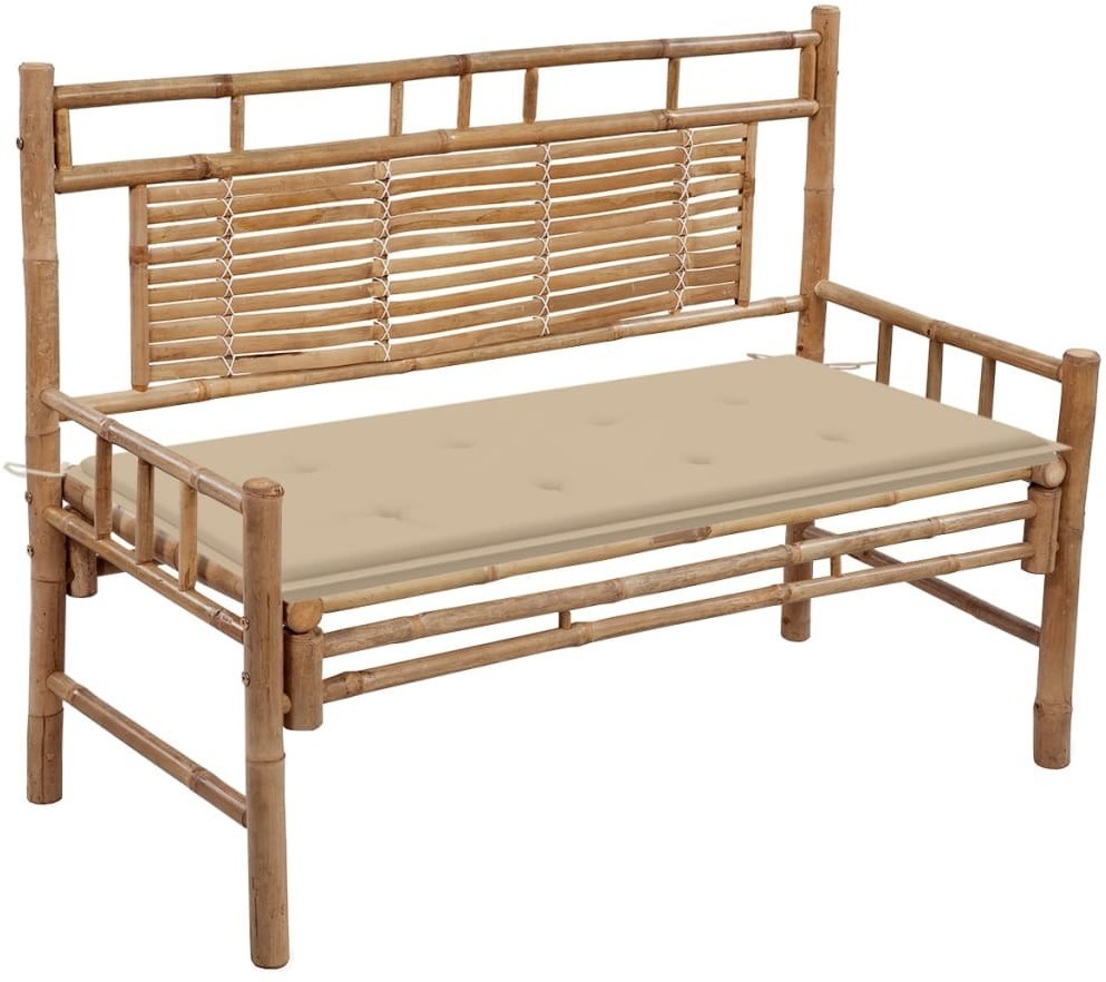 vidaXL Ławka ogrodowa z poduszką, 120 cm, bambusowa 3063879