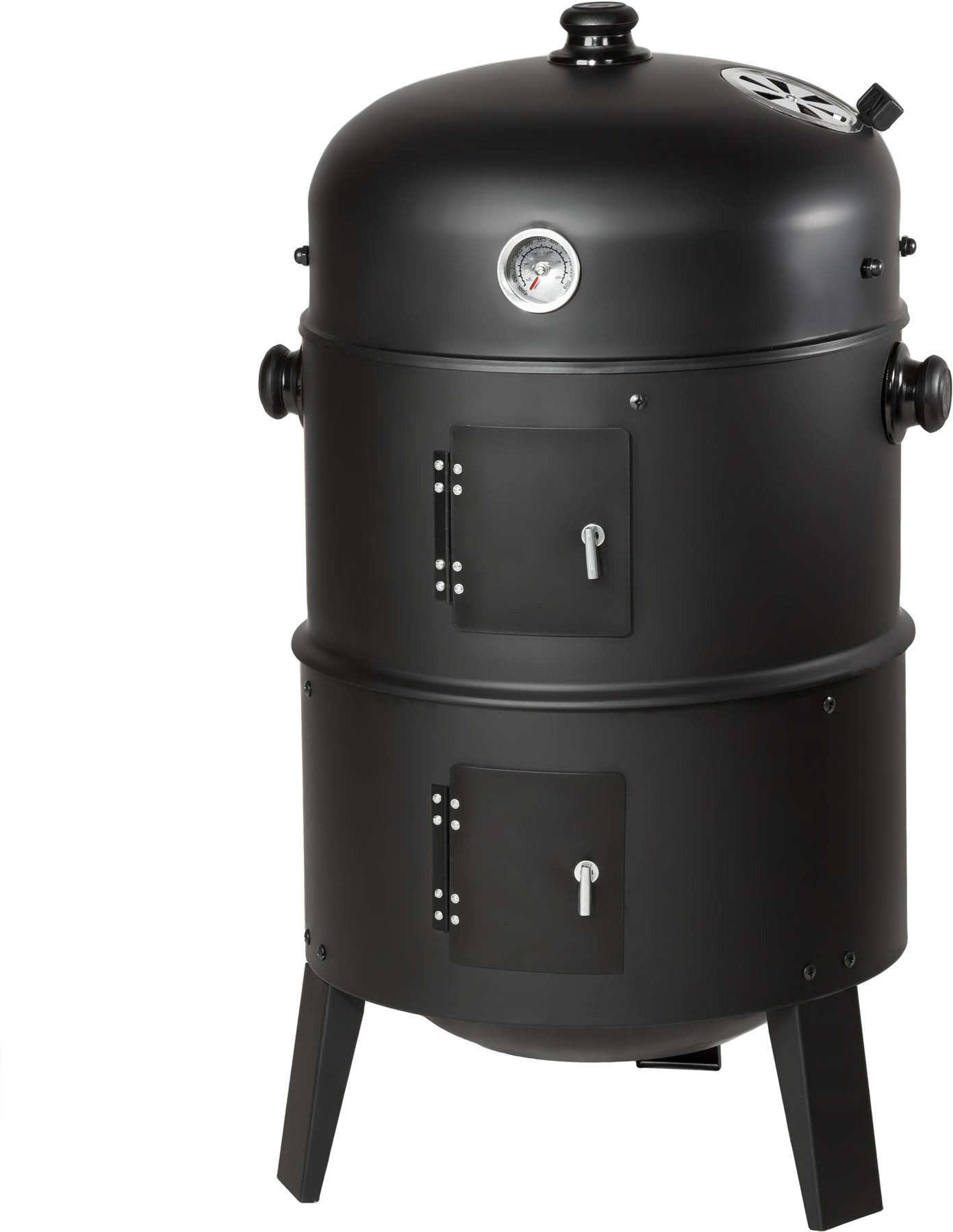 tectake Grill na węgiel drzewny, wędzarnia, parowar 3w1 - czarny 400820