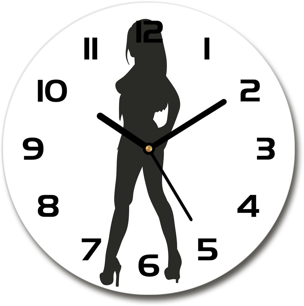 Zegar szklany okrągły Sylwetka kobiety