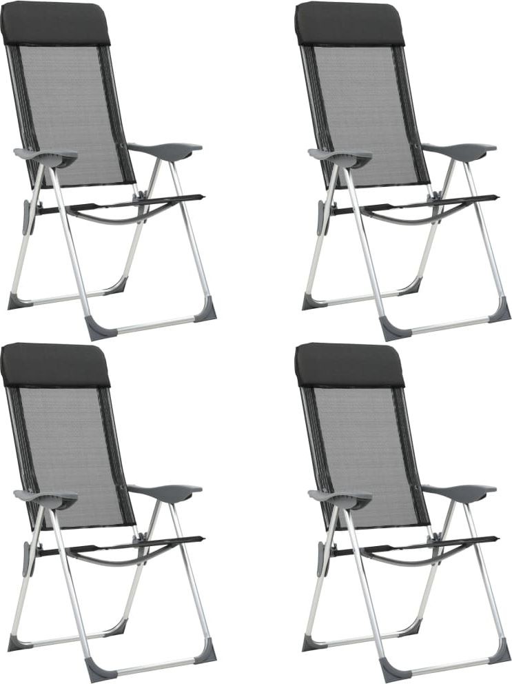 vidaXL vidaXL Składane krzesła turystyczne 4 szt. czarne aluminiowe 44308 44308