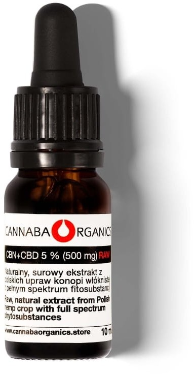 Cannaba Organics buteleczka 10 ml oleju 10% CBN+CBD (1000 mg) surowego z chlorofilem