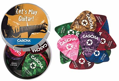 CASCHA Cascha Guitar Pick Set Box Mix, 24 kostki w czterech grubościach (jasna, średnia, ciężka, ekstra ciężka) HH 2293