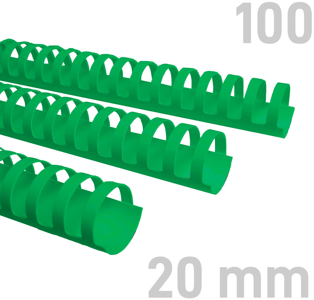 Opus Grzbiety do bindowania 20mm zielone plastikowe 100szt. GRP.132