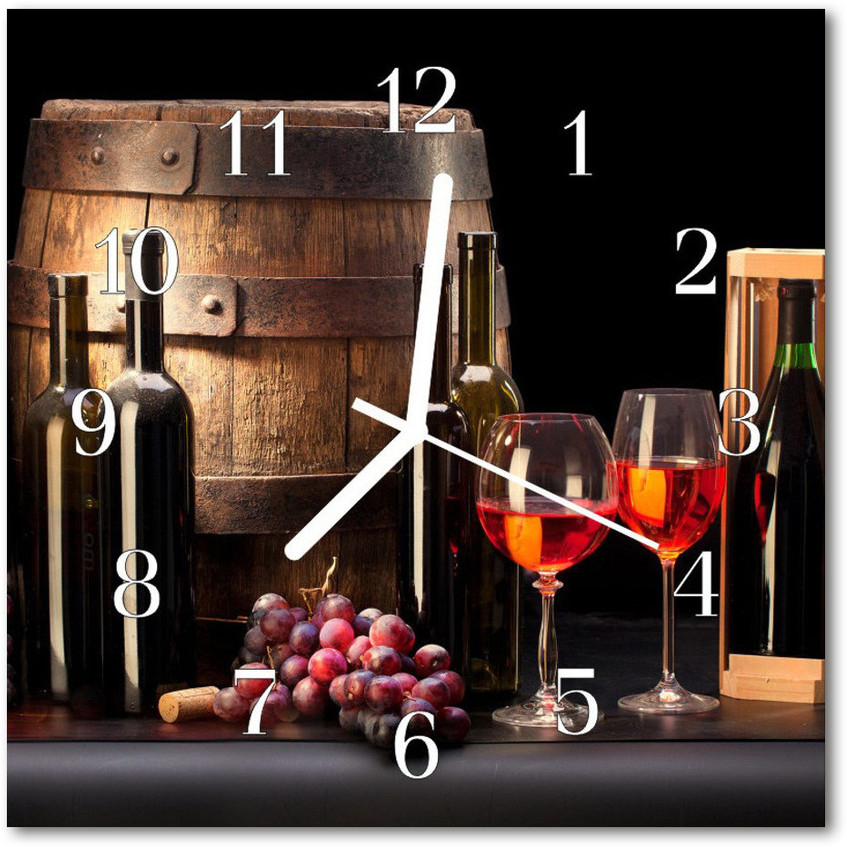 tulup pl Zegar szklany kwadratowy Beczka na wino 30x30cm