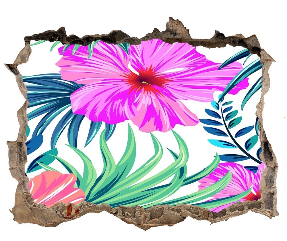 Wallmuralia.pl Okleina 3D dziura na ścianę Hawajskie kwiaty