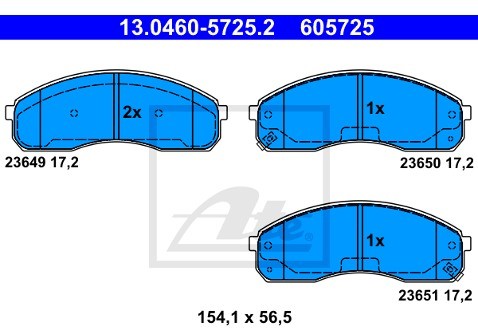 ATE Zestaw klocków hamulcowych, hamulce tarczowe 13.0460-5725.2
