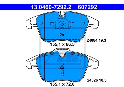 ATE Zestaw klocków hamulcowych, hamulce tarczowe 13.0460-7292.2