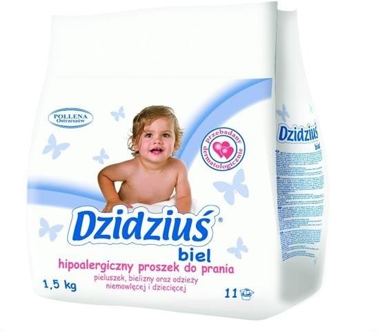 Dzidziuś Hipoalergiczny proszek do prania odzieży niemowlęcej i dziecięcej Biel 1.5kg 63216-uniw