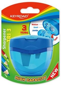 KEYROAD Temperówka KEYROAD plastikowa potrójna blister mix kolorów KR971425