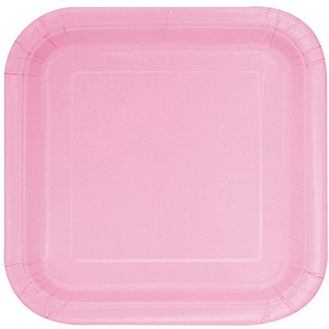 Unique Supplies imprezowy Impreza talerze papierowe, 18 cm, kwadratowa, 16 szt., różowy (Babyrosa) 30880
