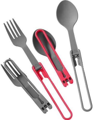 MSR Folding spoon & fork Kit, 4PC Red/Gray 03169