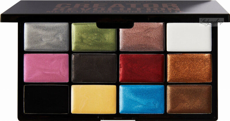 Makeup Revolution MAKEUP REVOLUTION - CREATOR REVOLUTION - METALLIC FACE PAINT PALETTE - Paleta 12 metalicznych farb do twarzy