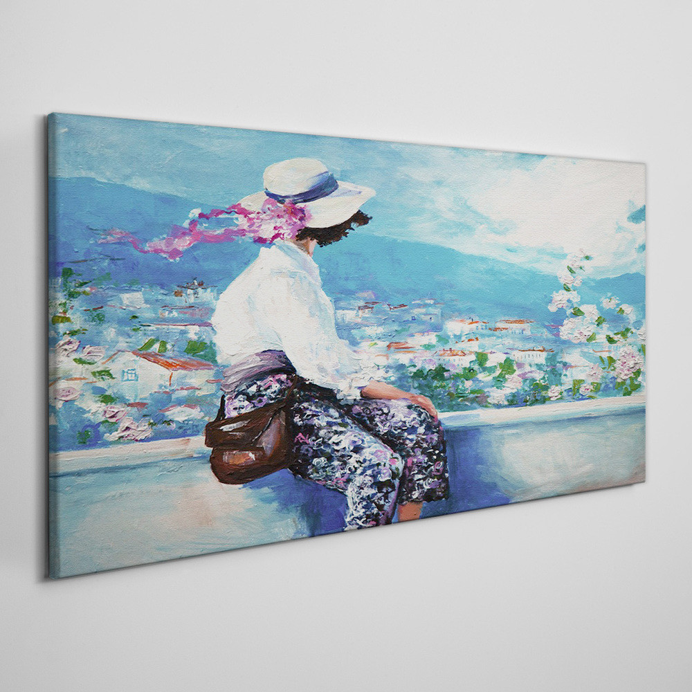 PL Coloray Obraz na Płótnie Kobiety Pejzaż miejski Góry 140x70cm