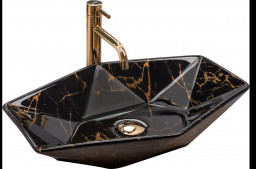 Rea U5603 Vegas Black Marble Shiny Umywalka nablatowa