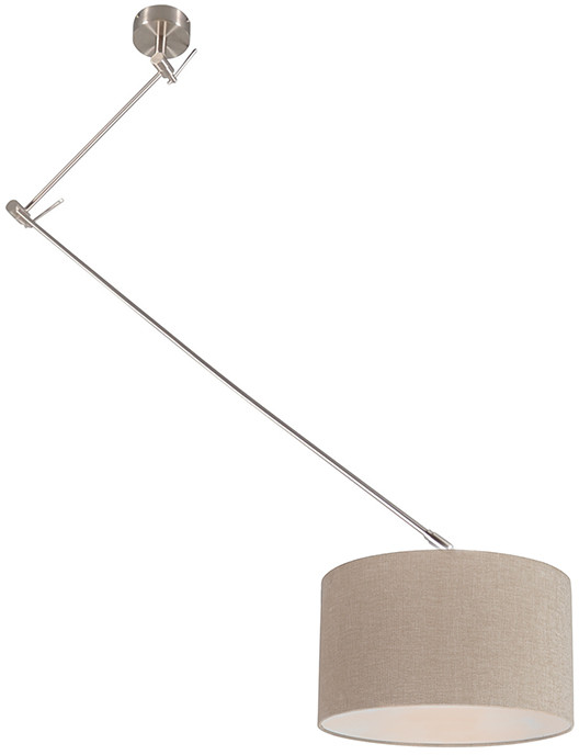 QAZQA Lampa wisząca regulowana stal klosz kawowy 35cm - Blitz I