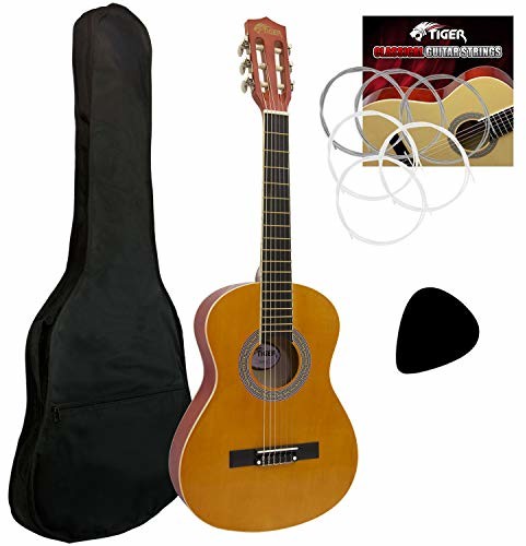 Tiger Tiger CLG2 rozmiar 1/2 klasyczna hiszpańska gitara dla początkujących kompletny zestaw startowy dla dzieci 6-8 lat CLG-12