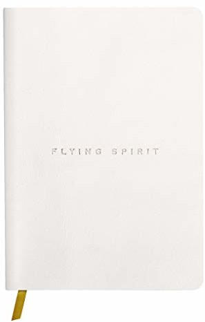 Clairefontaine 104946C zeszyt Flying Spirit, okładka ze skóry, 14,8 x 21 cm, wiązanie nićmi, zakładka, 90 arkuszy, 90 g, w linie, 1 sztuka, biały 104946C