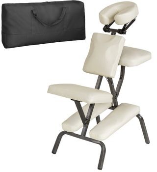 TecTake Krzesło do masażu ze sztucznej skóry beżowy 401184