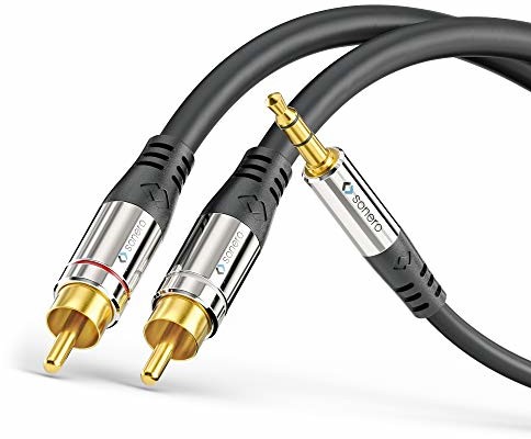 Sonero sonero Premium kabel adapterowy audio, 2,00 m, wtyczka jack 3,5 mm na 2 wtyczki cinch, pozłacane styki, czarny S-AC600-020